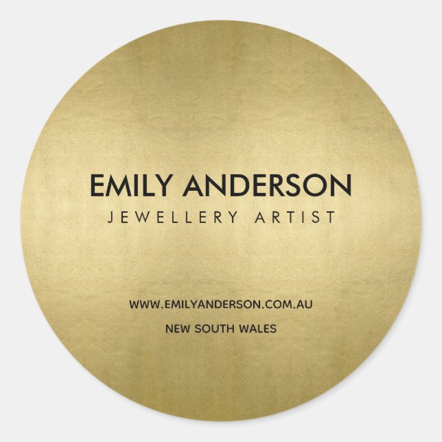 TRENDY ELEGANT FAUX GOLD FOIL TEXTURE BUSINESS CLASSIC ROUND STICKER (Front)