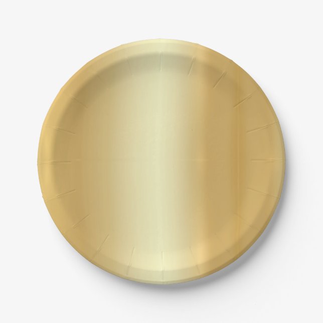 Trendy Elegant Faux Gold Simple Design Template Paper Plate (Front)