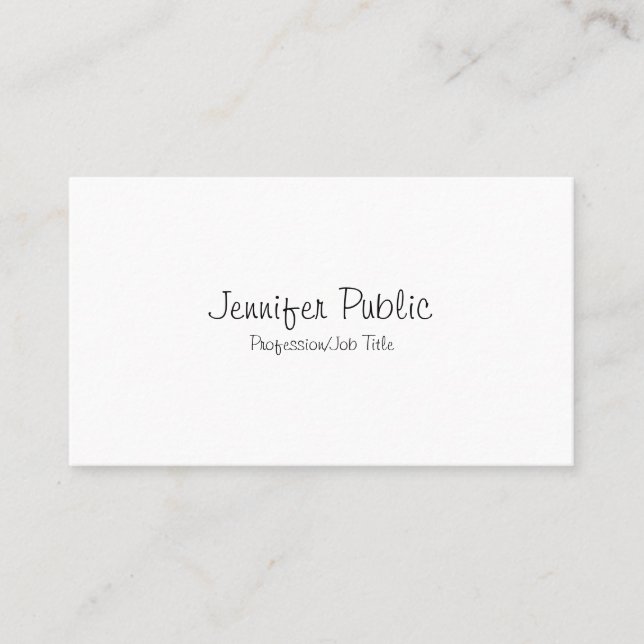 Trendy Elegant Freehand Script Sleek Design Plain Business Card (Front)