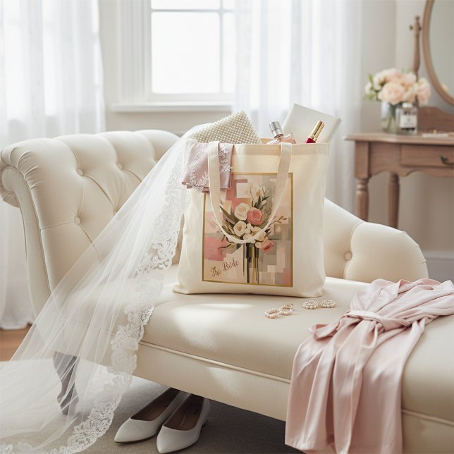 Trendy Elegant Geometric Bridal Flower Bouquet  Tote Bag (Creator Uploaded)