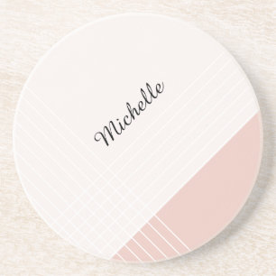 Trendy Elegant Geometric Chic On Blush And Pink Coaster