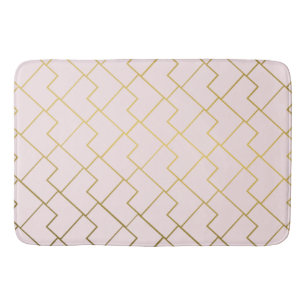 Trendy Elegant Geometric Golden Blush Bath Mat