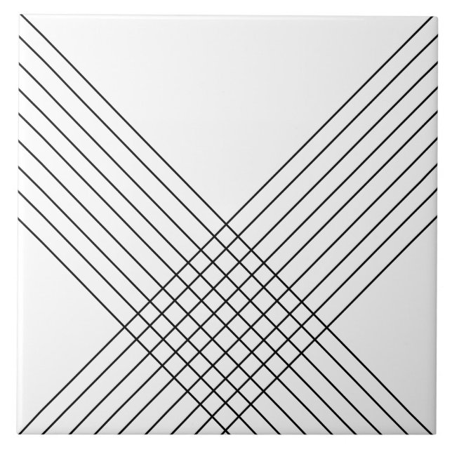 Trendy Elegant Geometric On White Ceramic Tile (Front)