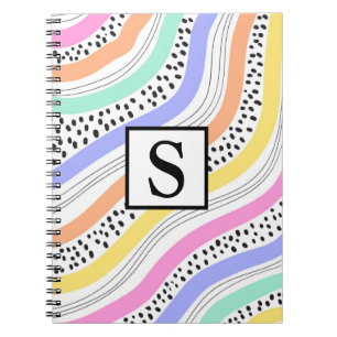 Trendy Elegant Geometric Retro Waves Rainbow Notebook