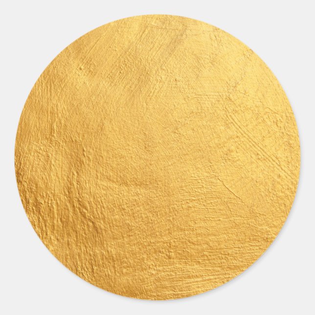 Trendy Elegant Glamour Faux Gold  Classic Round Sticker (Front)