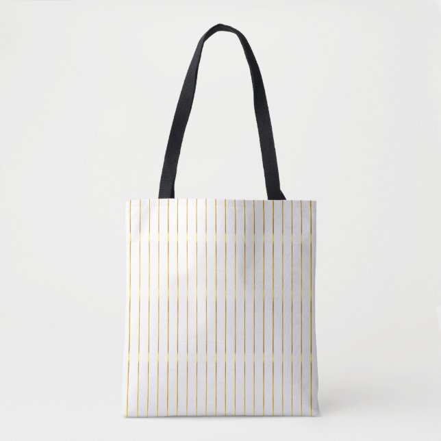 Trendy Elegant Glamour Modern Faux Gold Stripes Tote Bag (Front)