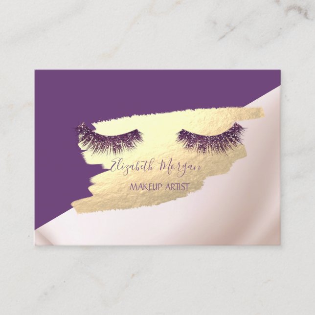 Trendy,Elegant,Gold Foil Brush Stroke,Lashes Business Card (Front)
