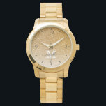 Trendy Elegant Gold Glitter Monogram First Name  Watch<br><div class="desc">Bestselling Gold Glitter Sparkle Monogram First Name Initial Letter Girly Chic Watch</div>