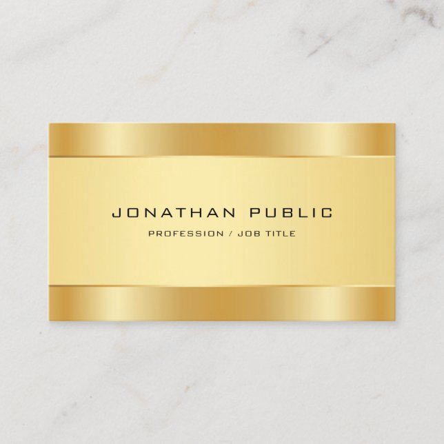 Trendy Elegant Gold Look Modern Simple Template Business Card (Front)