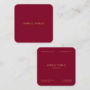 Trendy Elegant Gold Text Burgundy Red Luxury Silk Square Business Card