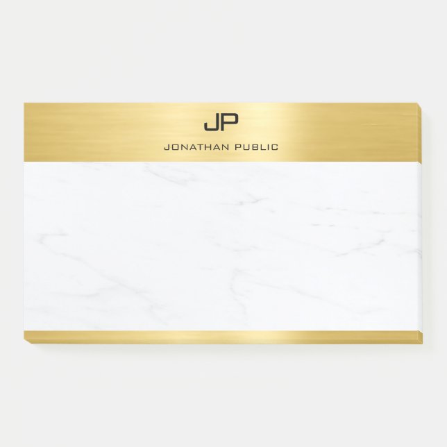 Trendy Elegant Gold White Marble Template Modern Post-it Notes (Front)