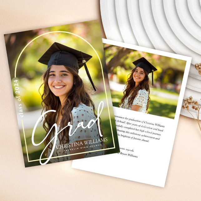 Trendy Elegant Graduate Script Photo Graduation Announcement (Trendy Elegant Graduate Script Photo Graduation Announcement)