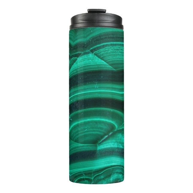 Trendy Elegant Green Malachite Crystal Stone Thermal Tumbler (Front)