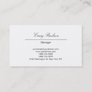 Trendy Elegant Hand Writing White Business Card