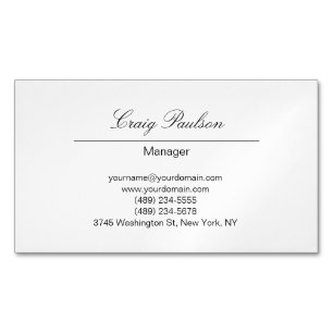 Trendy Elegant Hand Writing White  Magnetic Business Card
