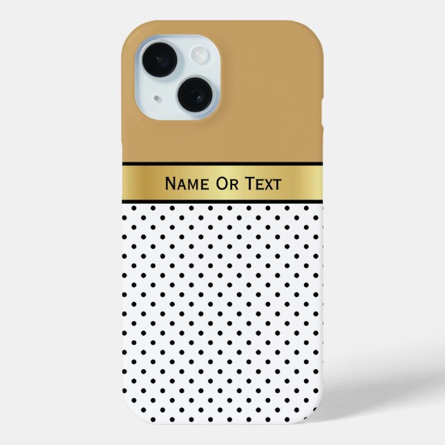 Trendy Elegant India Yellow: White Black Polka Dot Case-Mate iPhone Case (Back)