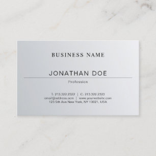 Trendy Elegant Minimalist Design Silver Look Plain Business Card