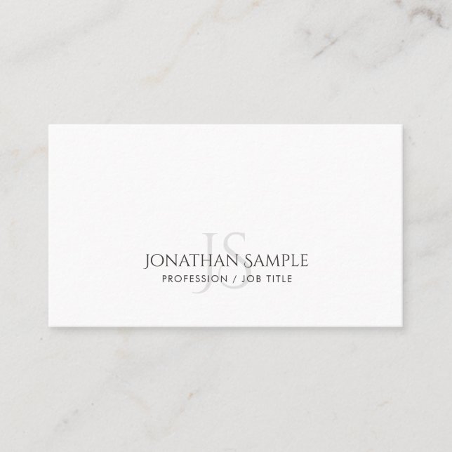 Trendy Elegant Minimalist Monogram Plain Modern Business Card (Front)