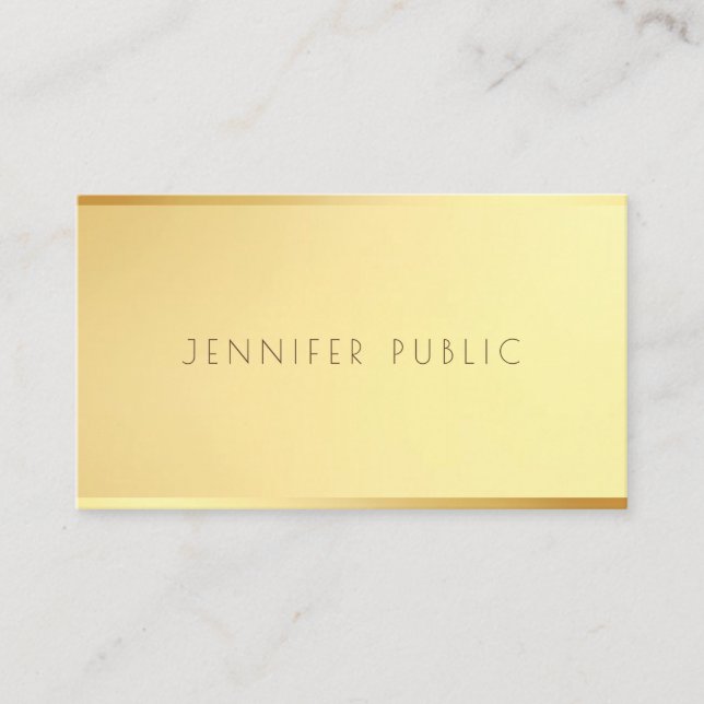 Trendy Elegant Minimalist Template Glamour Gold Business Card (Front)