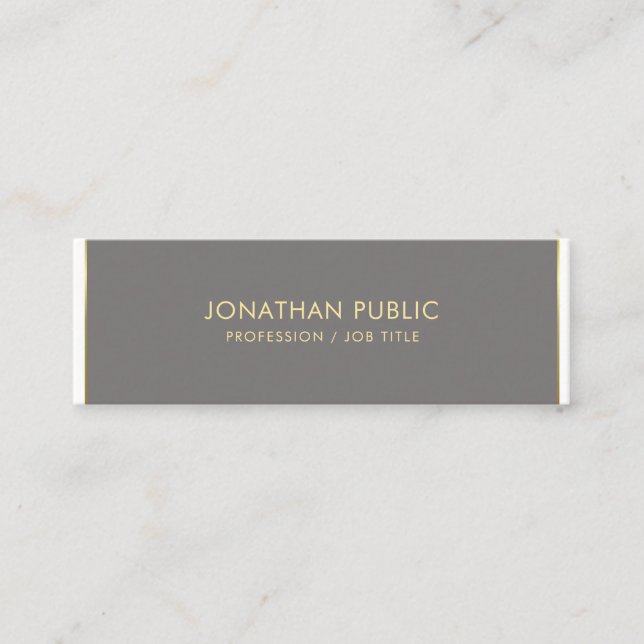 Trendy Elegant Minimalistic Design Brown Luxury Mini Business Card (Front)