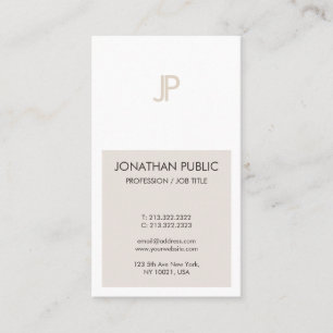 Trendy Elegant Minimalistic Design Monogram Plain Business Card
