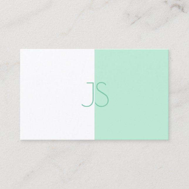 Trendy Elegant Mint Green Modern Monogram Template Business Card (Front)