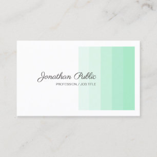 Trendy Elegant Mint Green White Calligraphy Script Business Card