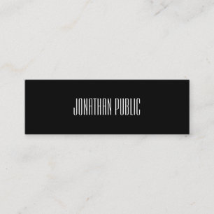 Trendy Elegant Modern Black White Cool Clean Plain Mini Business Card