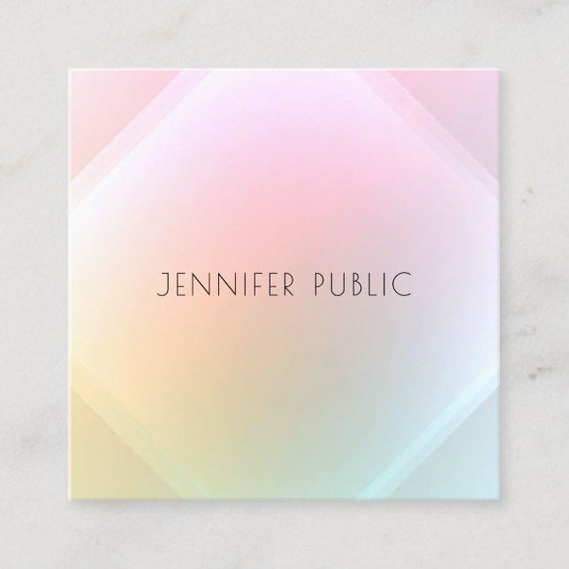 Trendy Elegant Modern Colourful Template Design Square Business Card (Front)