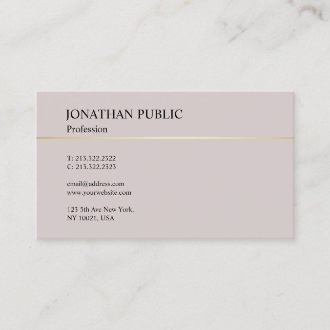 Trendy Elegant Modern Design Minimalistic Plain Business Card (Front)