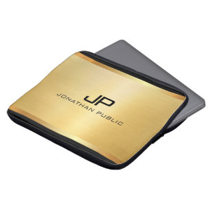 Trendy Elegant Modern Luxury Template Glamour Gold Laptop Sleeve