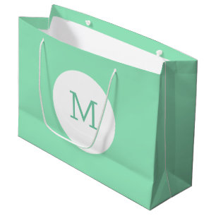 Trendy Elegant Modern Mint Green Colour Monogram Large Gift Bag