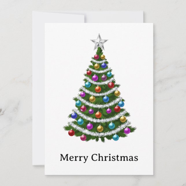 Trendy Elegant Modern Non Photo Christmas Tree Holiday Card (Front)