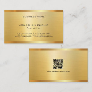 Trendy Elegant Modern QR Code Gold Luxury Silk Business Card
