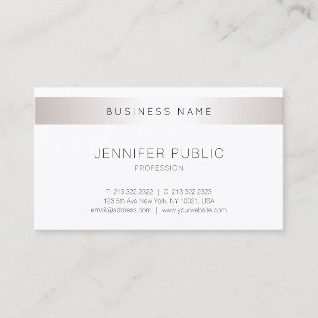Trendy Elegant Modern Simple Design Silver Plain Business Card (Front)