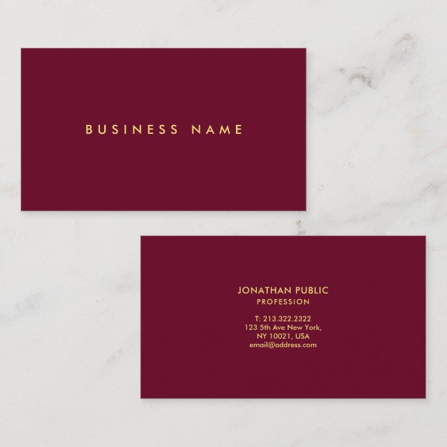 Trendy Elegant Modern Simple Template Gold Text Business Card (Front/Back)