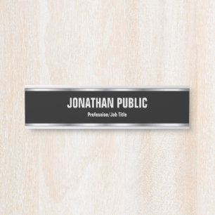 Trendy Elegant Modern Template Black And Silver Door Sign