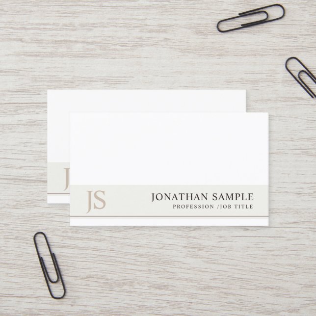 Trendy Elegant Monogram Minimalistic Design Luxe Business Card (Front/Back In Situ)