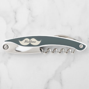 Trendy Elegant Moustache Personalised Corkscrew
