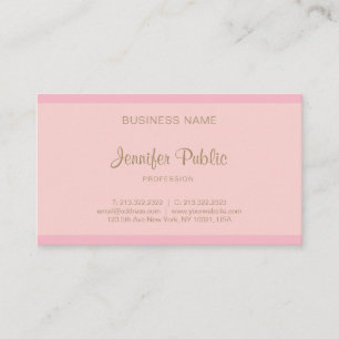 Trendy Elegant Pink Gold Script Modern Template Business Card