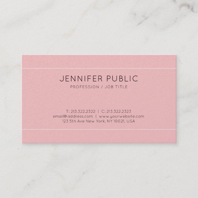 Trendy Elegant Plain Premium Pearl Finish Luxury Business Card (Front)