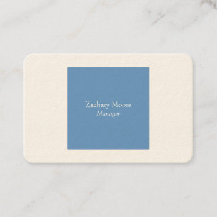 Trendy elegant plain simple minimalist blue white business card