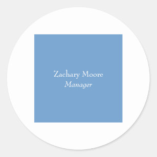 Trendy elegant plain simple minimalist blue white classic round sticker