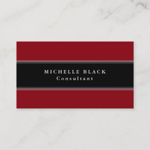 Trendy Elegant Red Black Stripes Professional Business Card