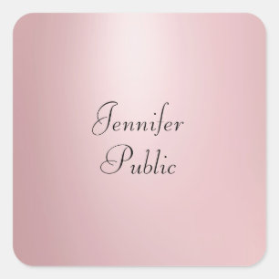 Trendy Elegant Rose Gold Handwriting Script Modern Square Sticker