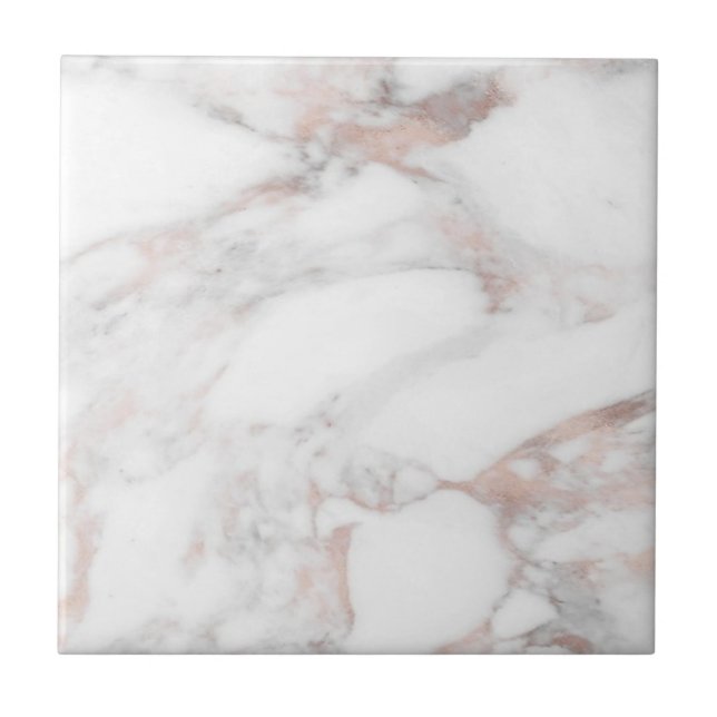 Trendy Elegant Rose Gold Marble Customer Template Ceramic Tile (Front)