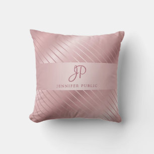 Trendy Elegant Rose Gold Template Monogrammed Cushion