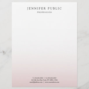 Trendy Elegant Rose Gold White Modern Template Custom Letterhead