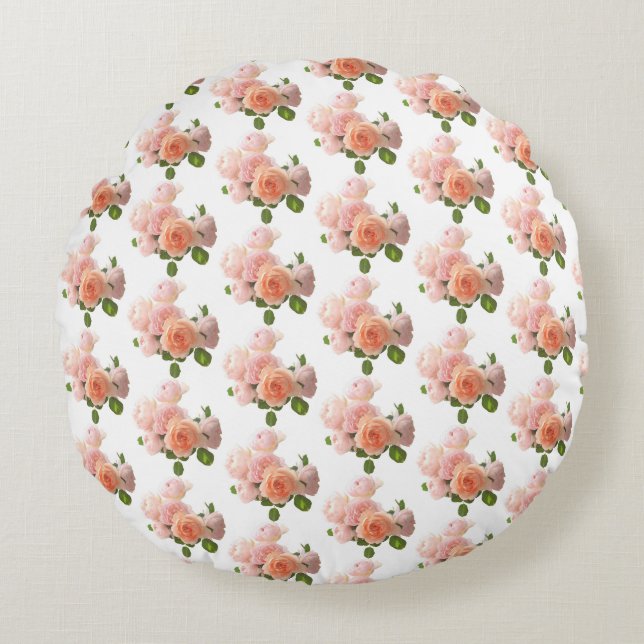Trendy Elegant Roses Modern Design Template Round Cushion (Front)