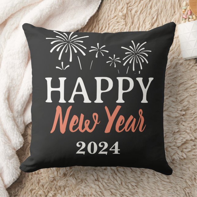 Trendy Elegant Script Happy New Year  Cushion (Blanket)